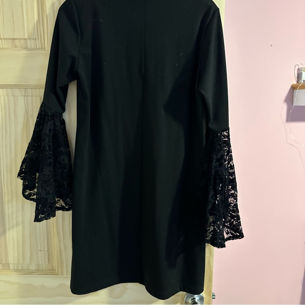 Size 8 black dress with lace bell sleeves